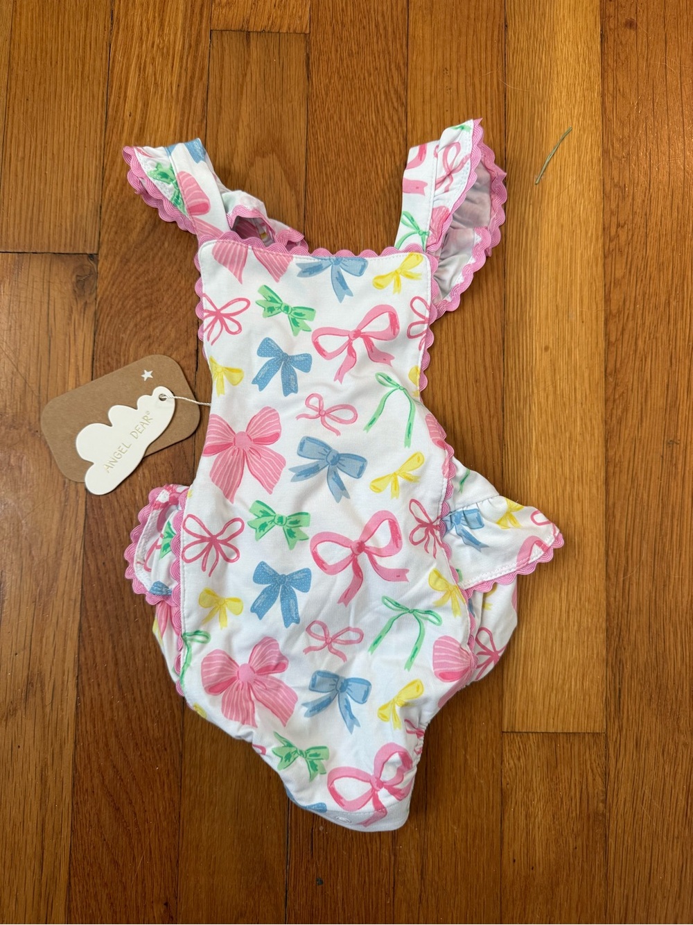 Angel Dear White One-Piece with Multicolor Bow Print